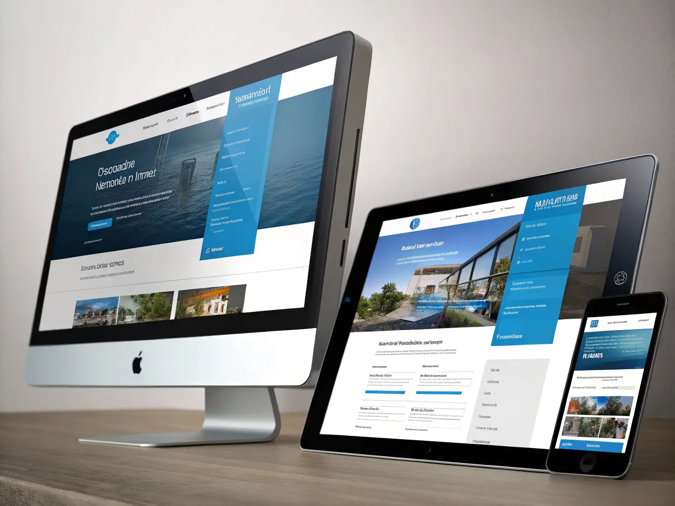 A sleek, modern website displayed on various devices showcasing responsive design and user-friendly interface, representing Orbit ONE's Website Design & Development service.